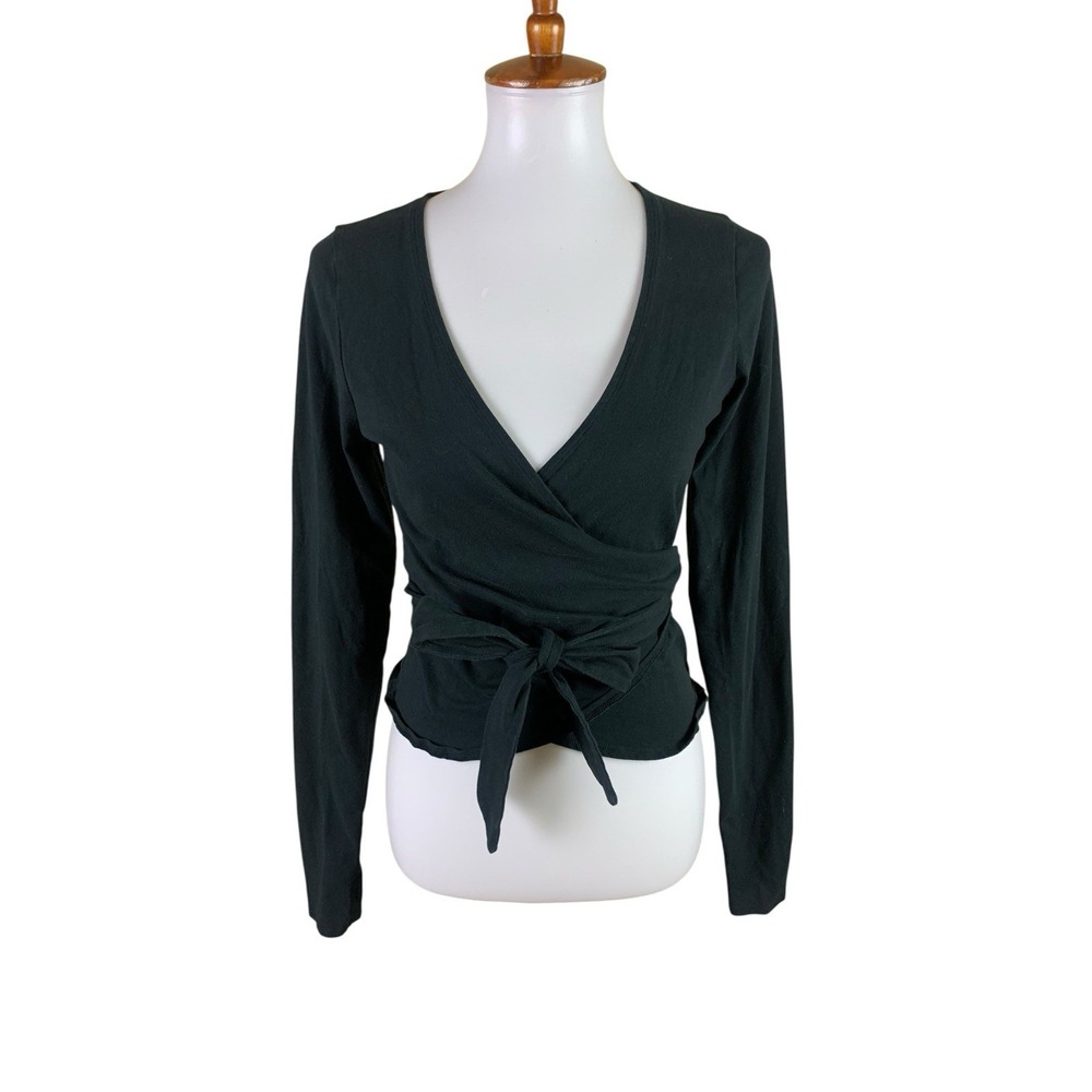 Out From Under Urban Outfitters Black Wrap Top Tie Waist Balletcore Coquette M